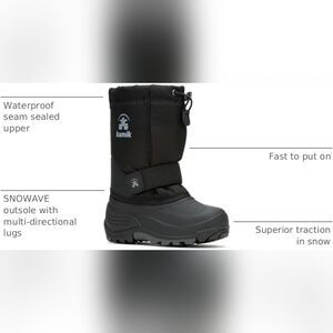 (T-4475)  Kid's Kamik Rocket Insulated Snow Boots Sz 4
